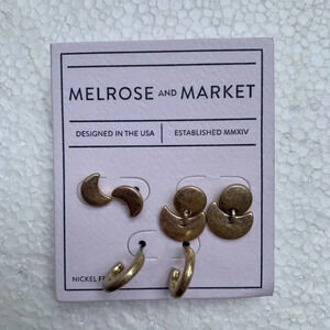NEW Melrose and Market For Nordstrom Fashion Jewelry 3 Pairs Earring set